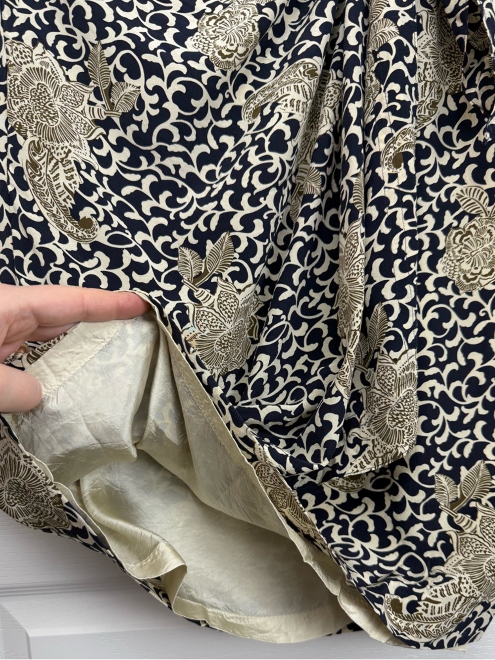 Vintage Escada Silk Floral Faux Wrap Skirt Size 38 = US 6 Small Medium 90s - Picture 10 of 11